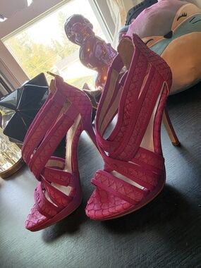 Aldo Fuchsia Textured Strappy Stiletto Heels